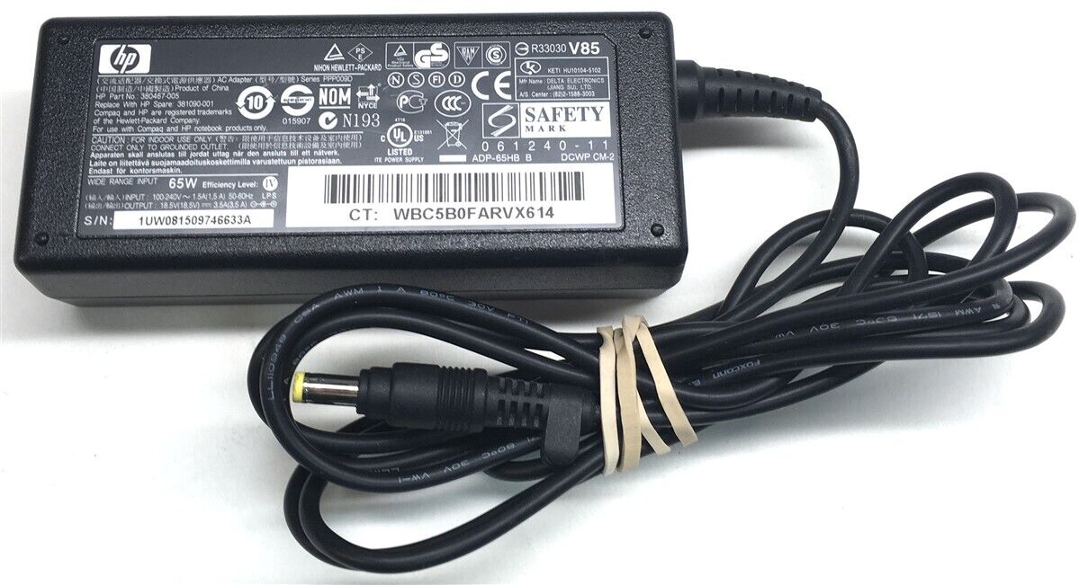 SẠC LAPTOP HP 18.5V-3.5A 65W CHÂN NHỎ - VÀNG( HÀNG ZIN )